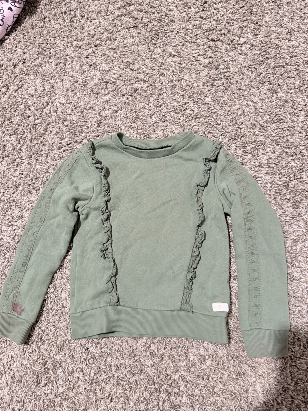 Seven7 Girls Sage Green Ruffle-Trim Sweatshirt